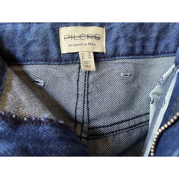 Pilcro women The Madi Front Slit Raw Hem Long Midi Denim Jean Skirt sze 12 Ombre - Picture 6 of 8